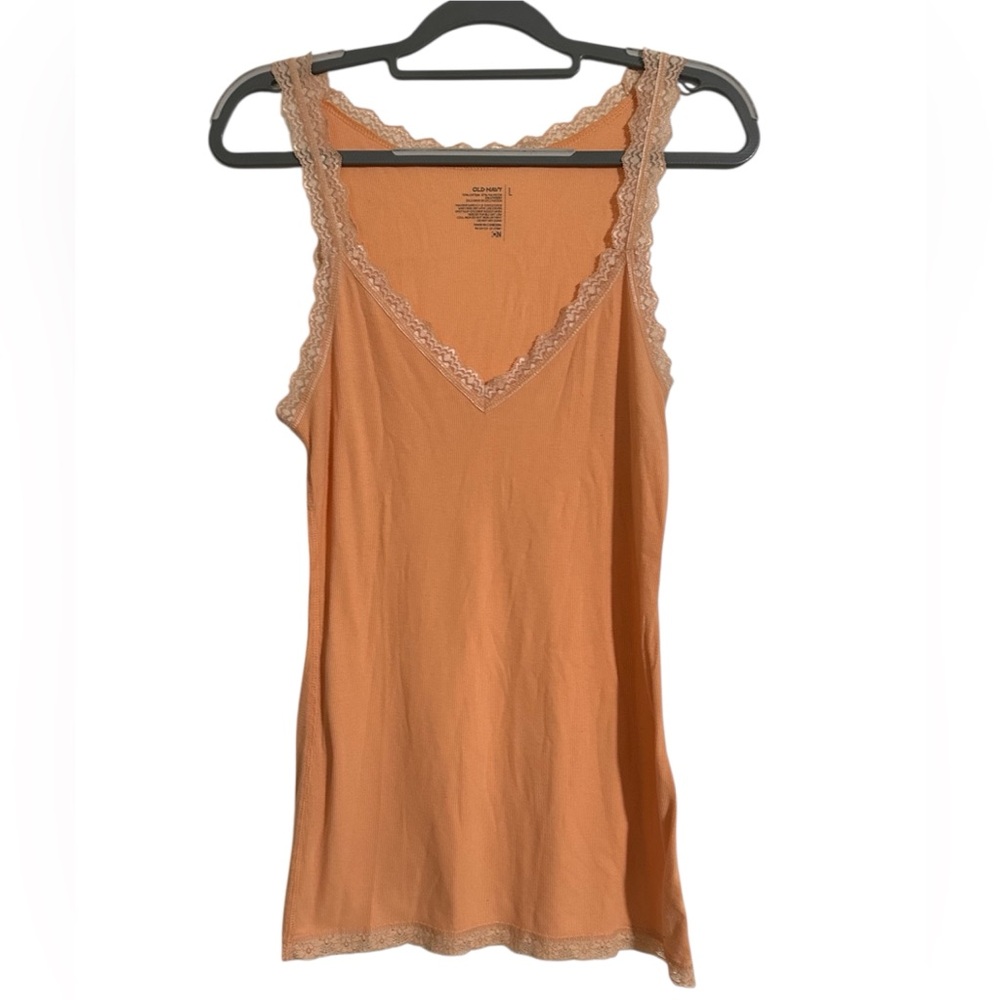 Old Navy Women's Tank Top with Lace Trim in Light Orange